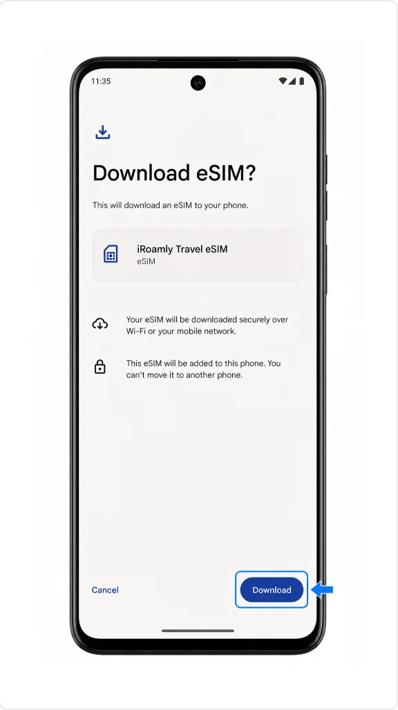 Moto G55 Download eSIM confirmation reused for manual iRoamly setup Moto G55 Download eSIM confirmation reused for manual iRoamly setup