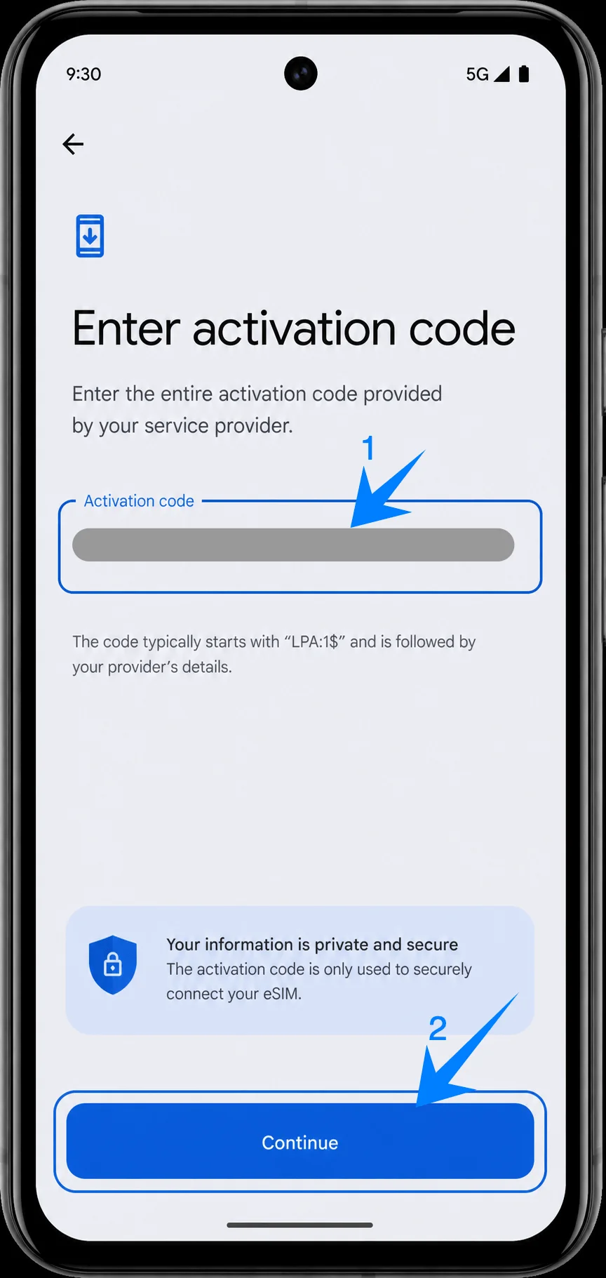 Enter Activation Code Pixel 8a
