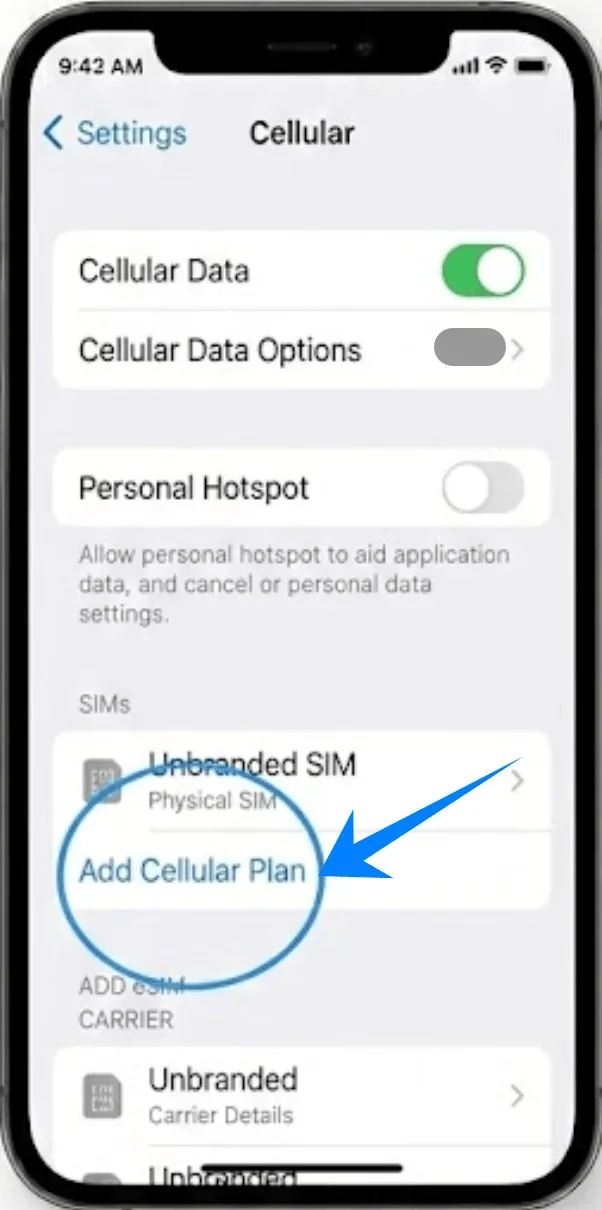 Add Cellular Plan 12 Pro