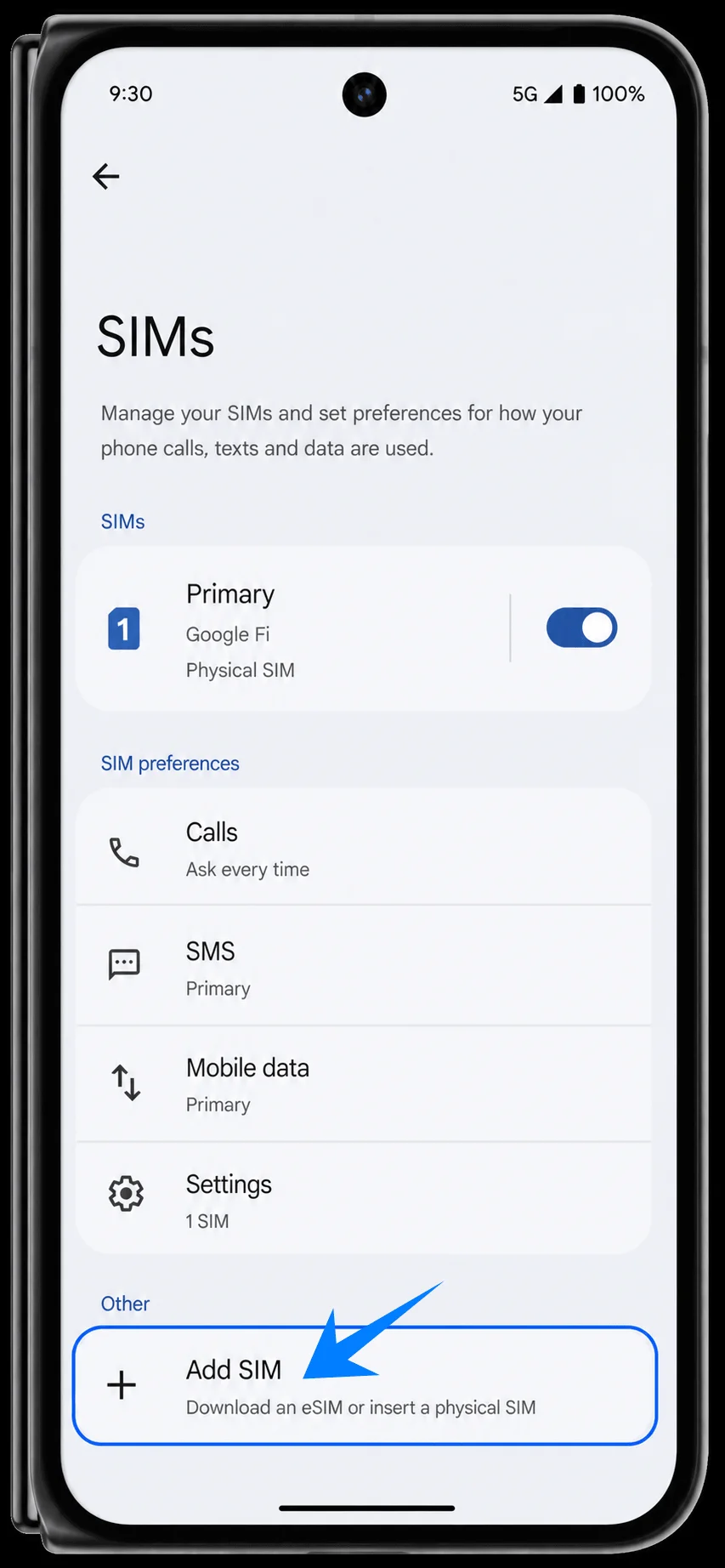 Add eSIM Pixel 10 Pro Fold