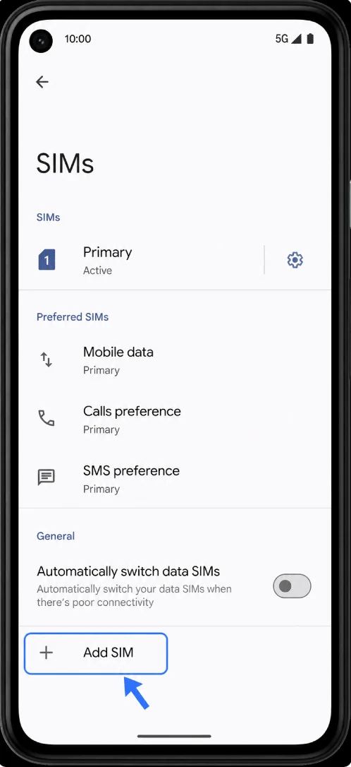 Add eSIM 4a 5G