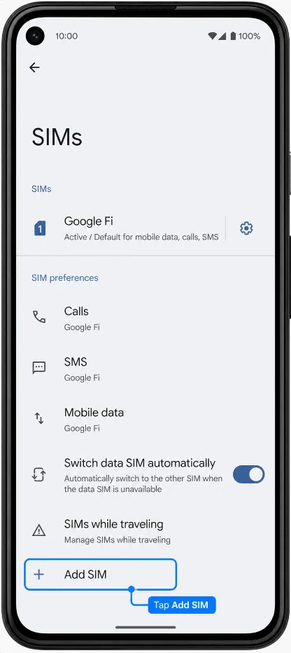 Add eSIM 4a Add eSIM 4a