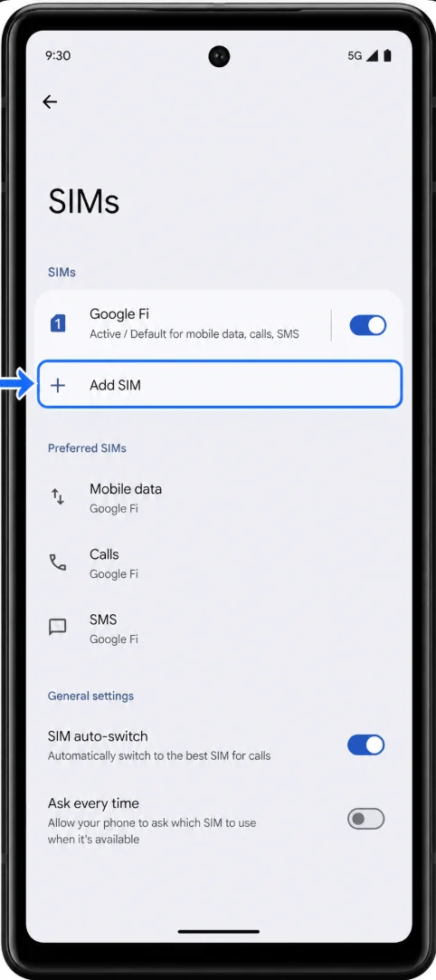 Add eSIM 7A