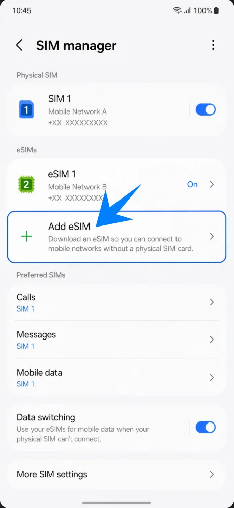Add eSIM A54