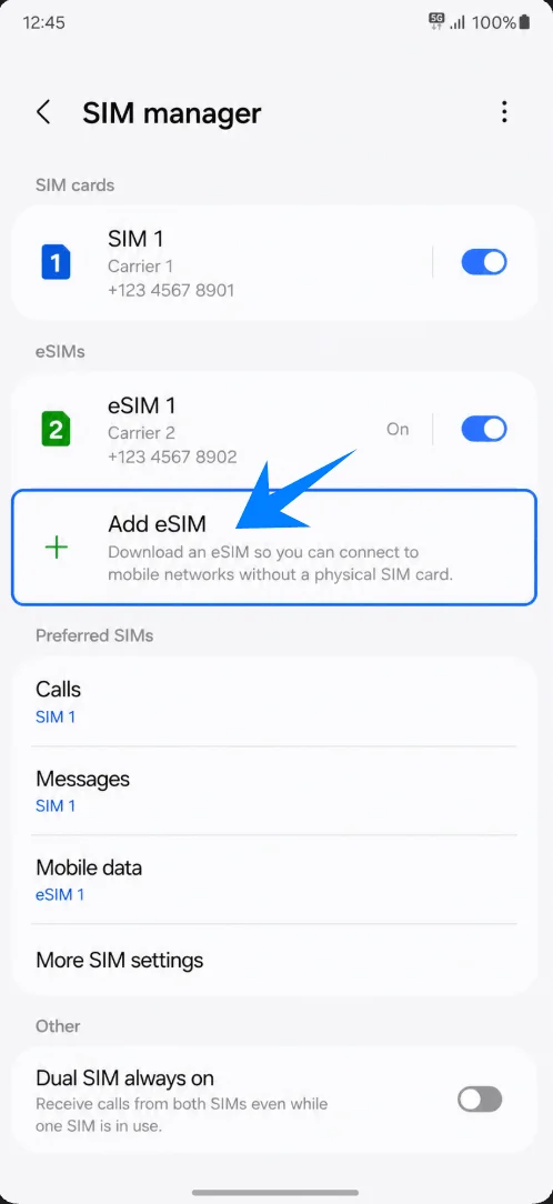 Add eSIM A55