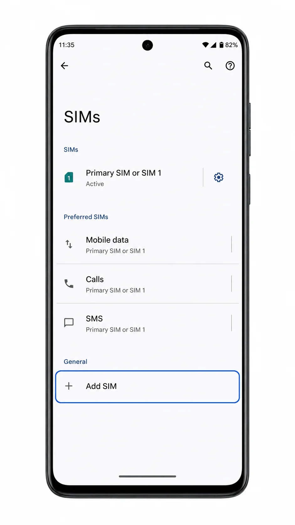 Schermata SIM Motorola Edge 2022 con Aggiungi SIM evidenziato per l'installazione iroamly eSIM