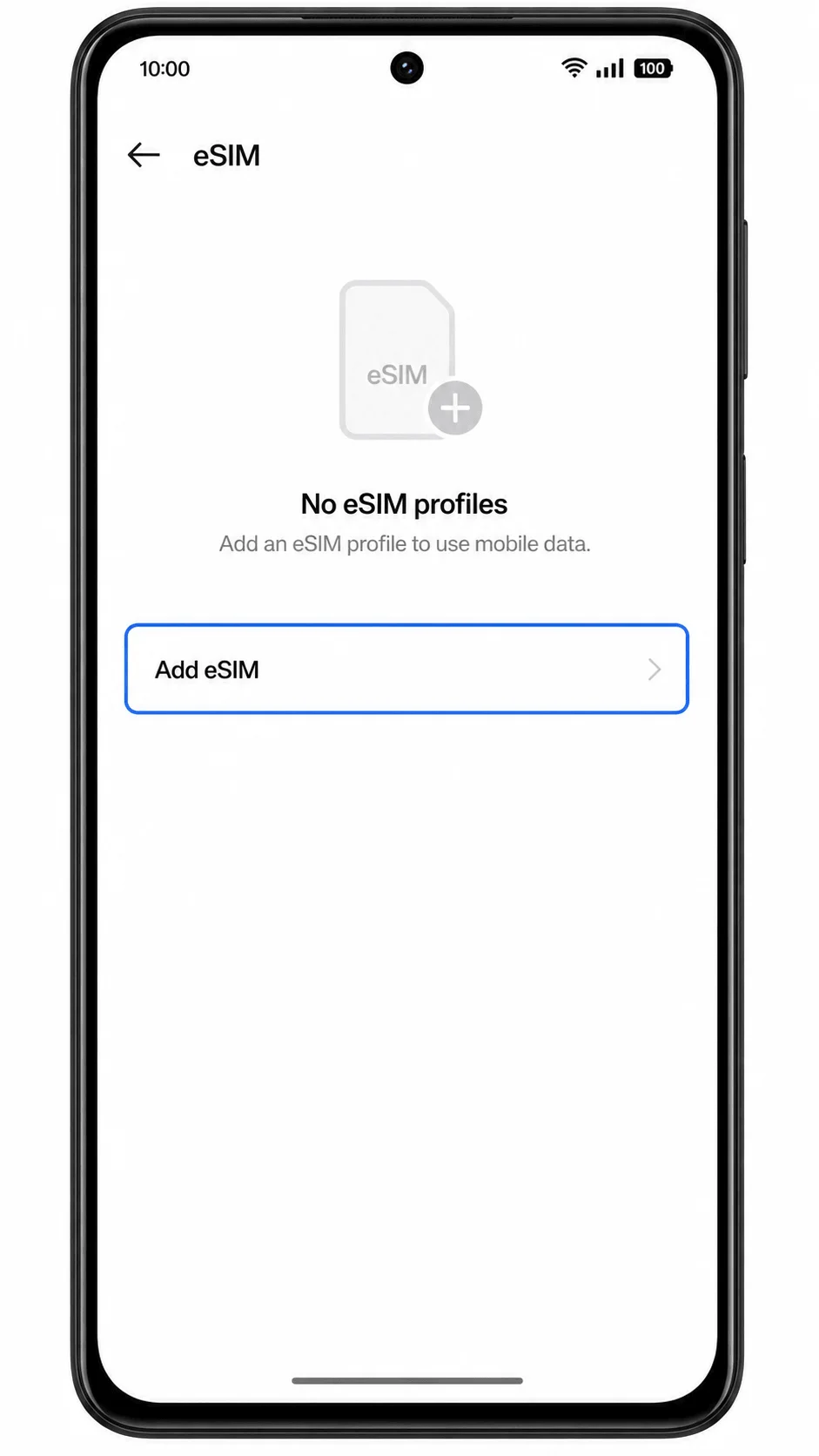 Oppo Find N3 eSIM page showing Add eSIM highlighted