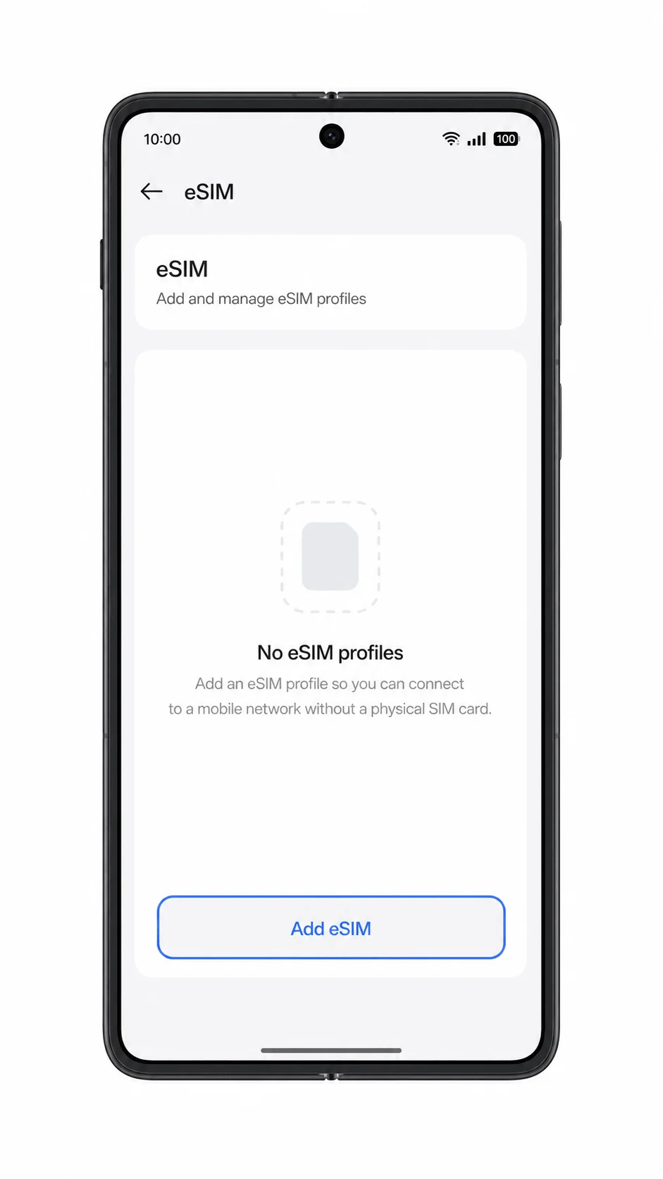 Oppo Find N5 Mobile network screen showing eSIM highlighted