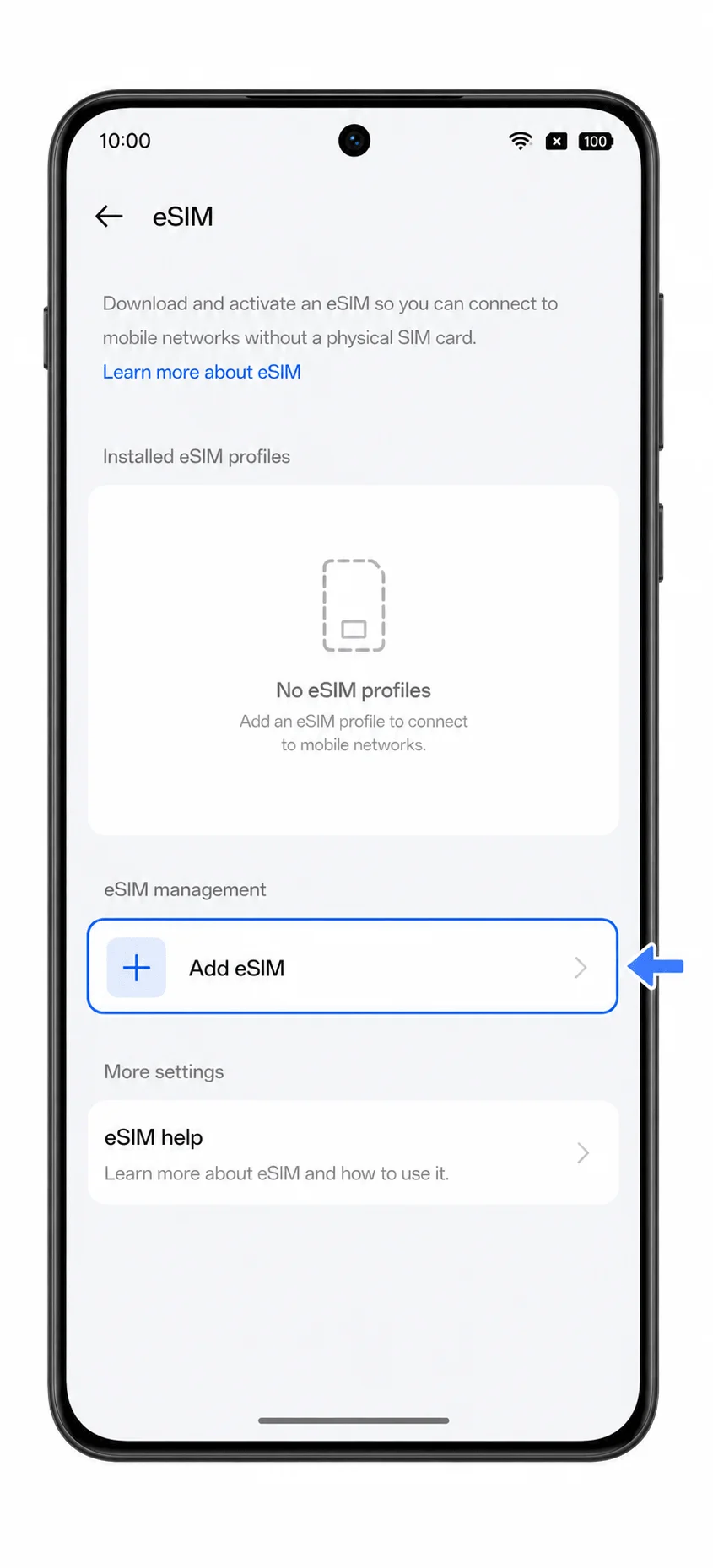 Oppo Find X8 Pro eSIM page showing Add eSIM highlighted Oppo Find X8 Pro eSIM page showing Add eSIM highlighted