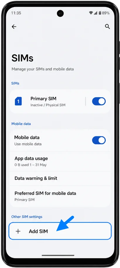 Add eSIM G54