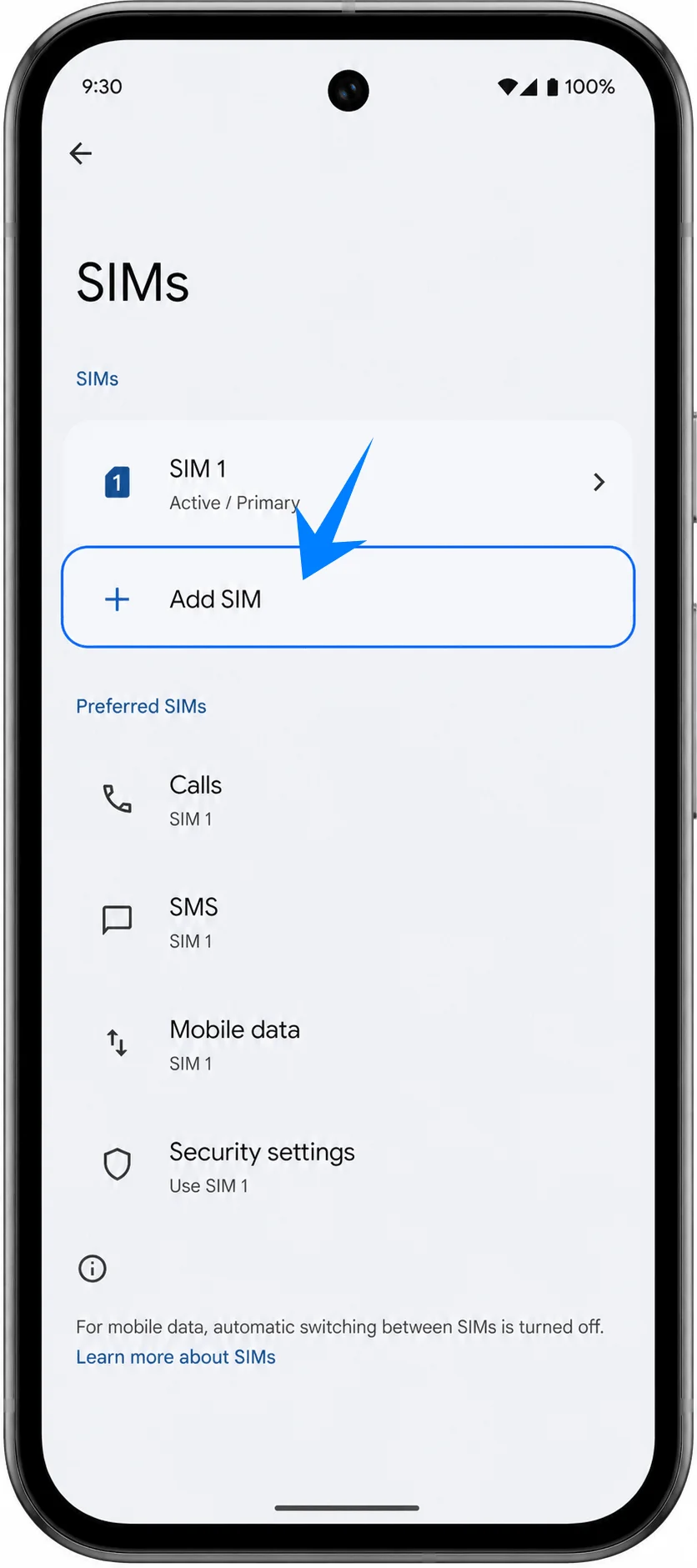 Add eSIM Pixel 9a