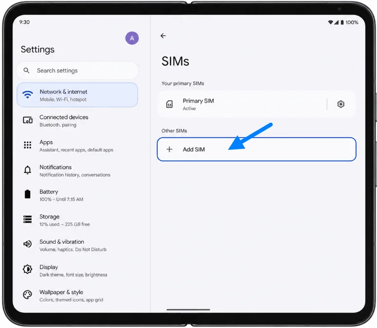Add eSIM Pixel Fold