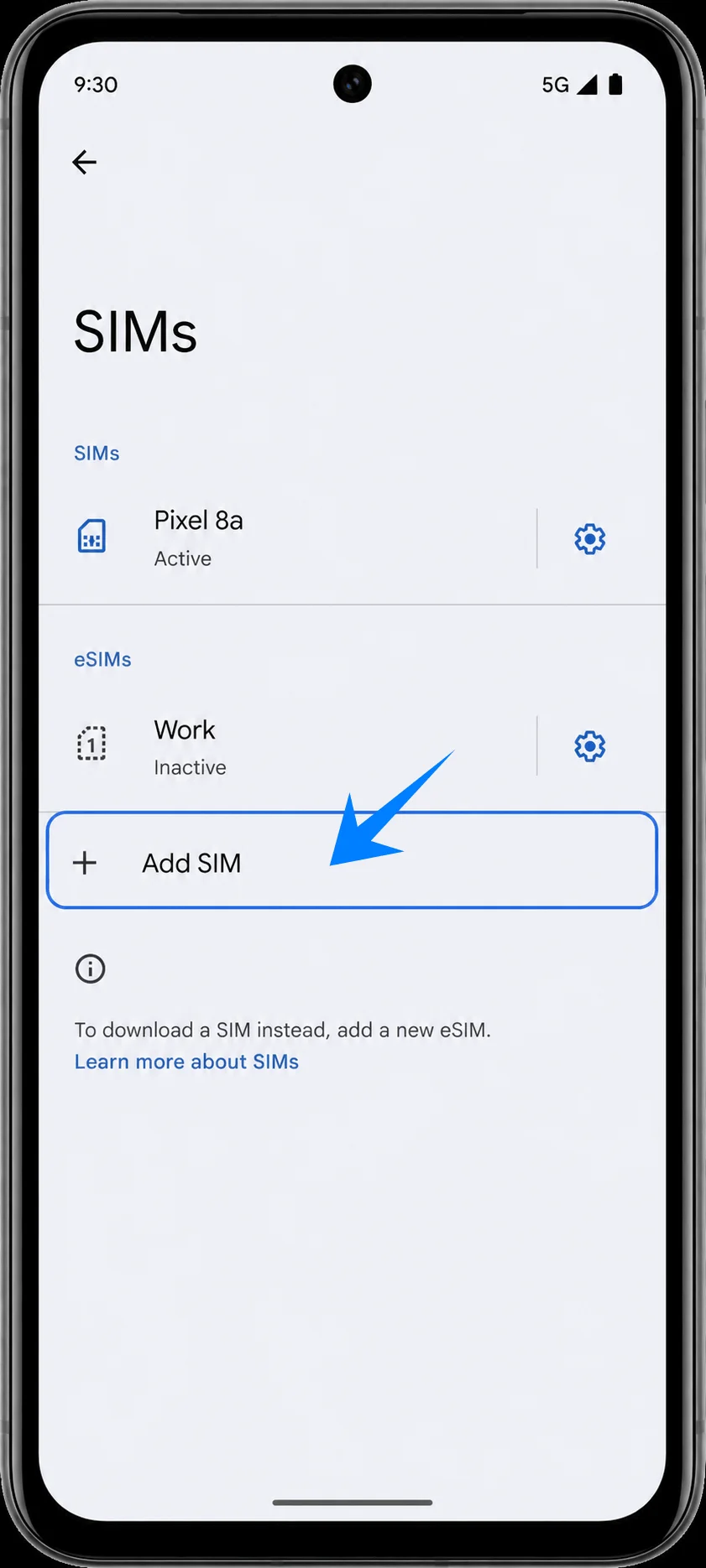 Add eSIM Pixel 8a