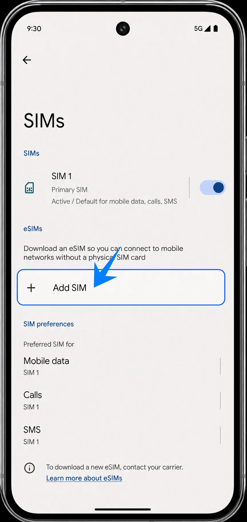 Add eSIM Pixel 9