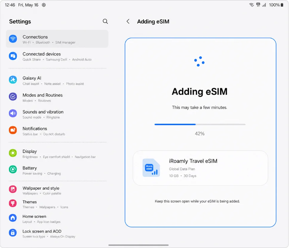 Add eSIM Progress Z Fold6