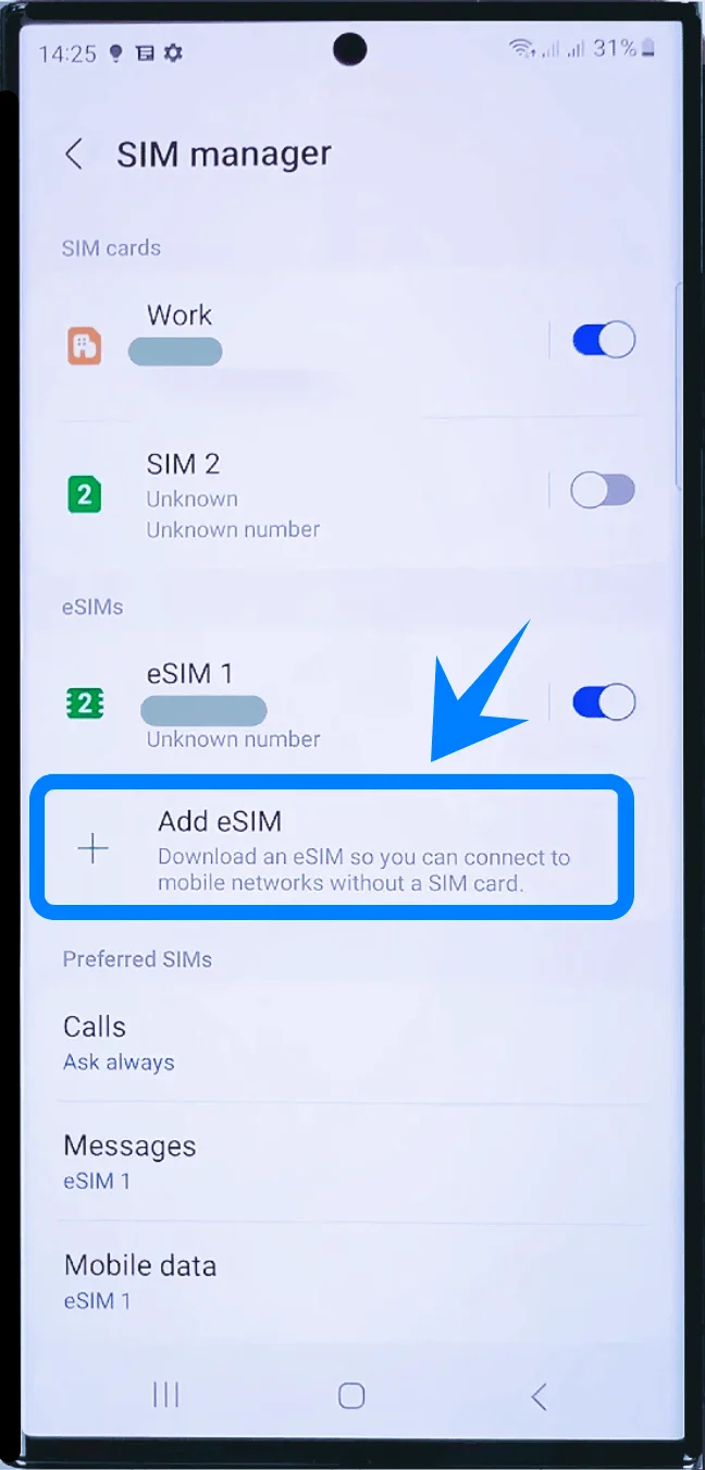 Add eSIM S23 Ultra