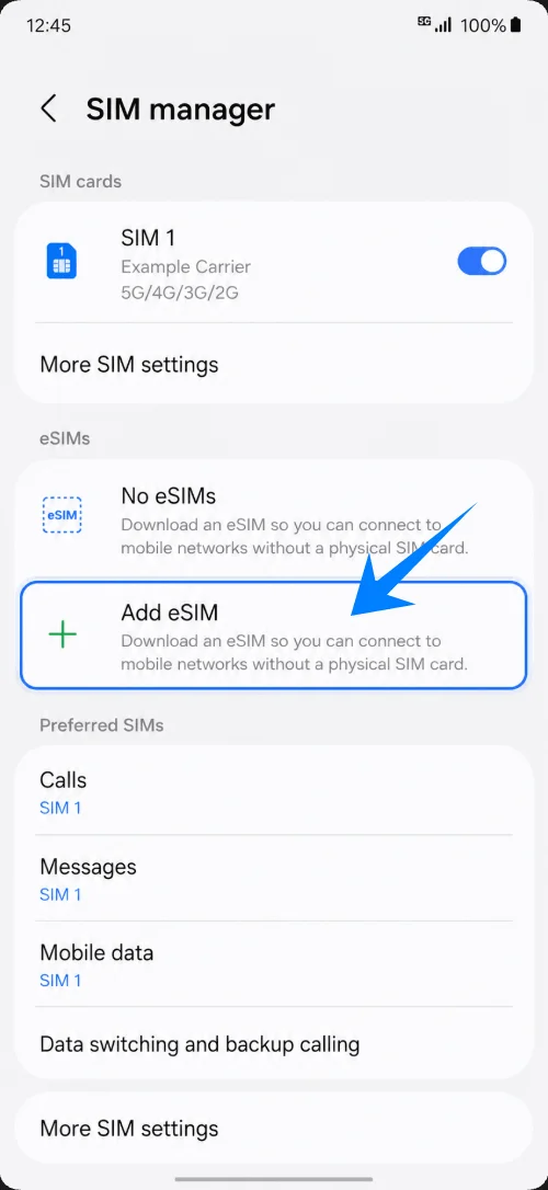 Add eSIM S25 Edge