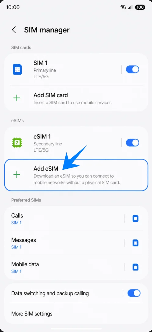 Add eSIM S25 Ultra
