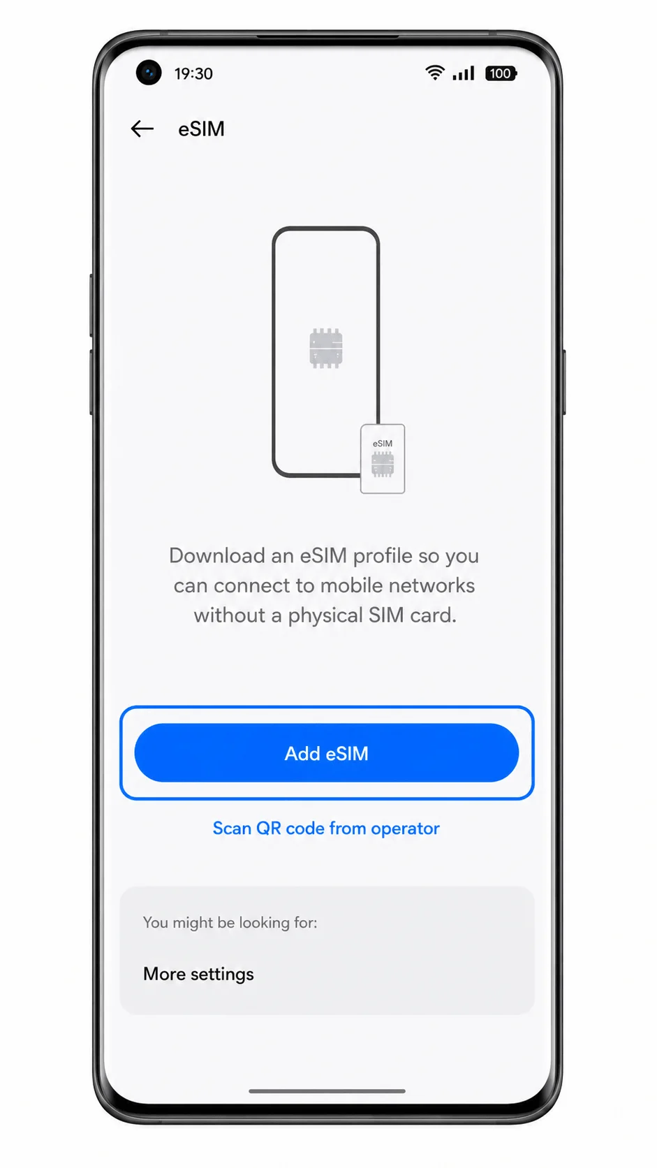 Oppo Find X5 Pro eSIM screen with Add eSIM highlighted Oppo Find X5 Pro eSIM screen with Add eSIM highlighted