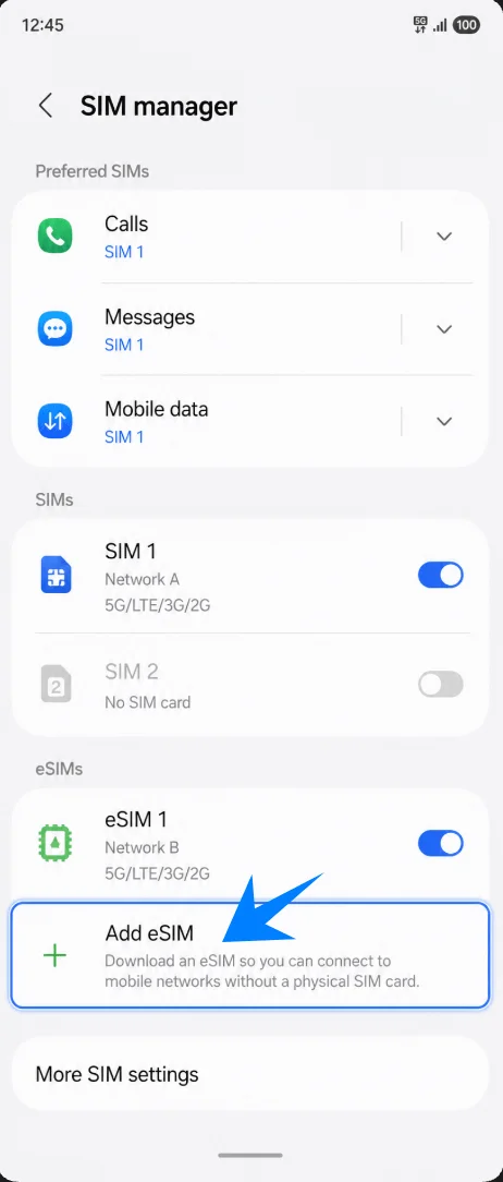 Add eSIM Z Flip7