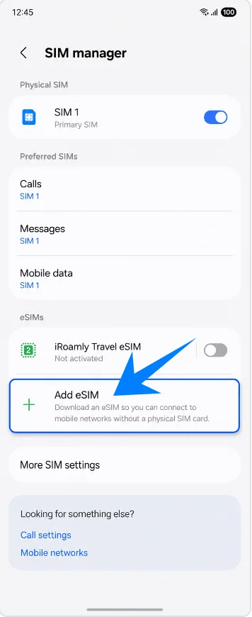 Add eSIM Z Flip7 FE