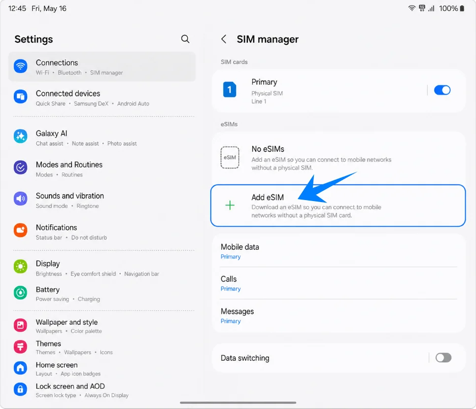 Add eSIM Z Fold6