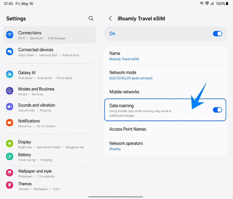 Data Roaming Z Fold6
