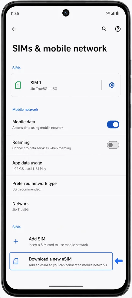 Download eSIM G34 Download eSIM G34