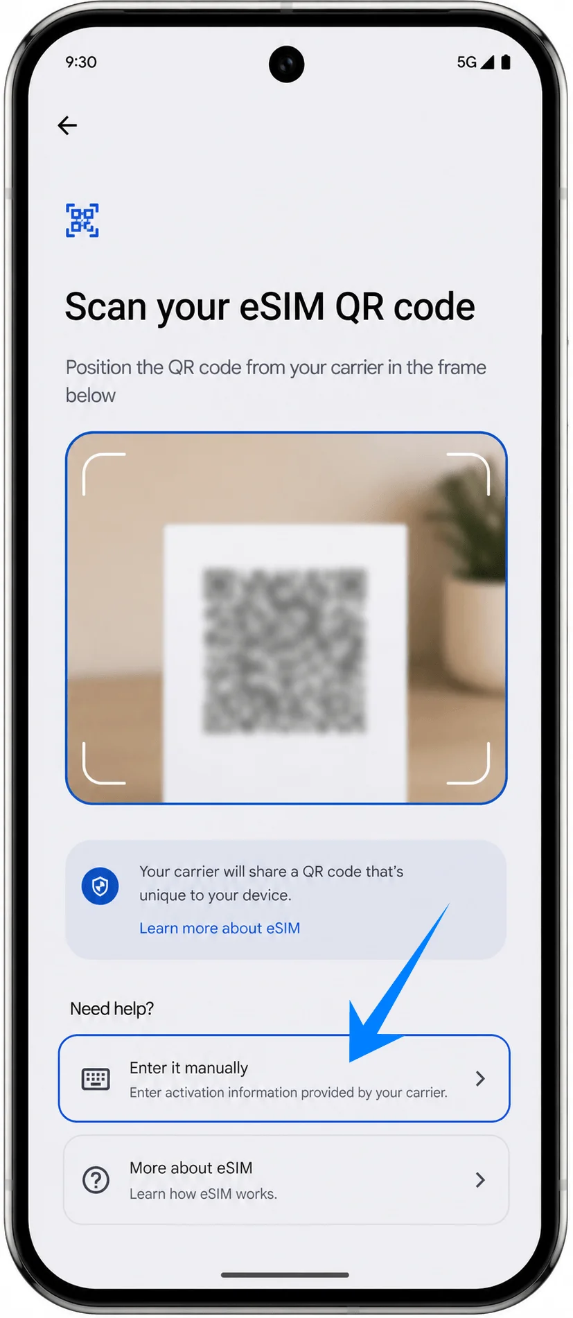 Enter Activation Code Pixel 9 Pro