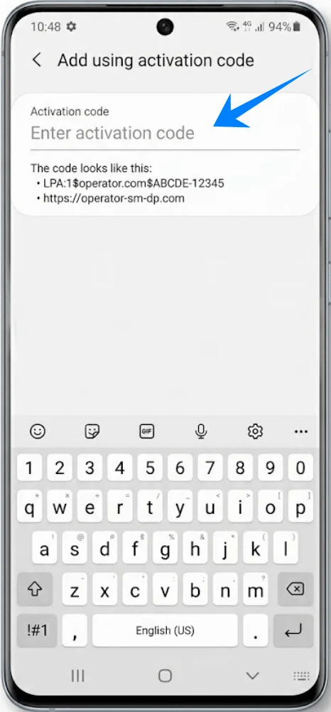 Enter Activation Code S20