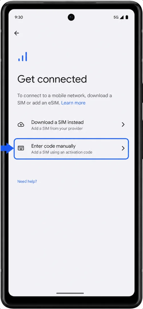 Enter Code Manually 7a