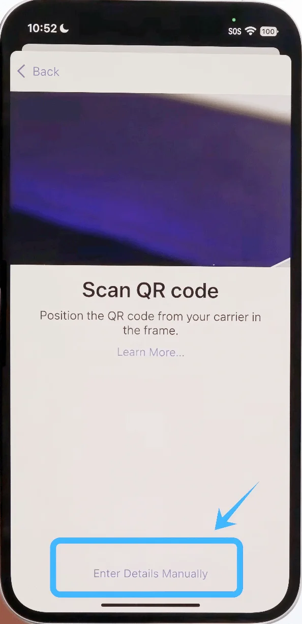 Enter Details Manually iPhone 13 Pro