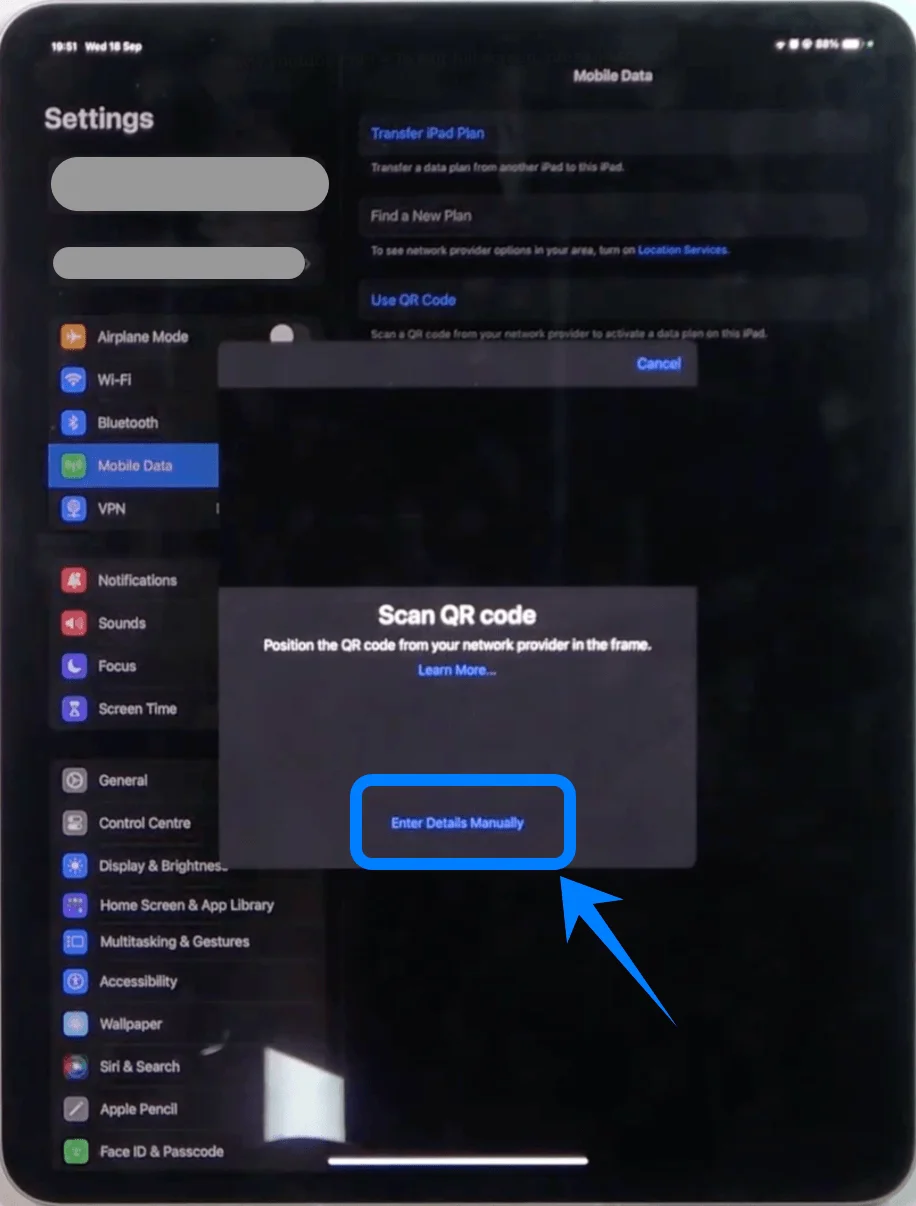 Enter Details Manually Air