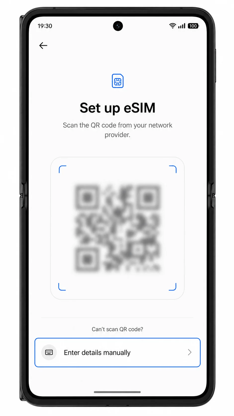 Oppo Find N3 QR setup screen showing Enter details manually highlighted