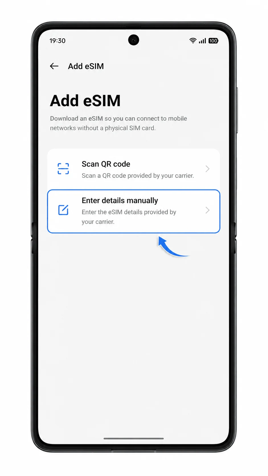 Enter eSIM Details Manually on OPPO Find N3 Flip Enter eSIM Details Manually on OPPO Find N3 Flip