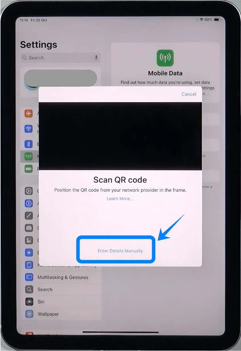 Enter Details Manually iPad Mini Enter Details Manually iPad Mini