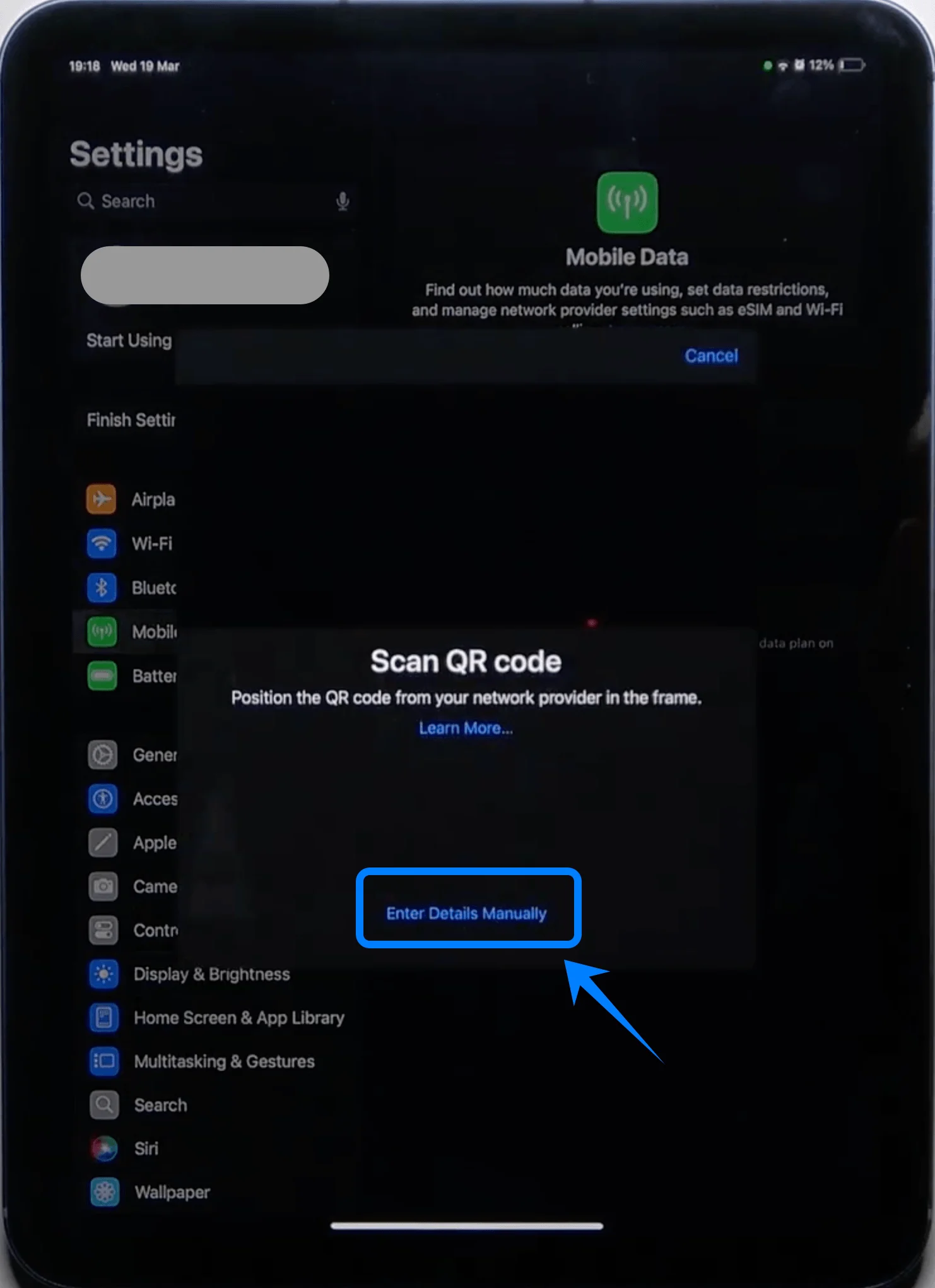 Enter Details Manually iPad