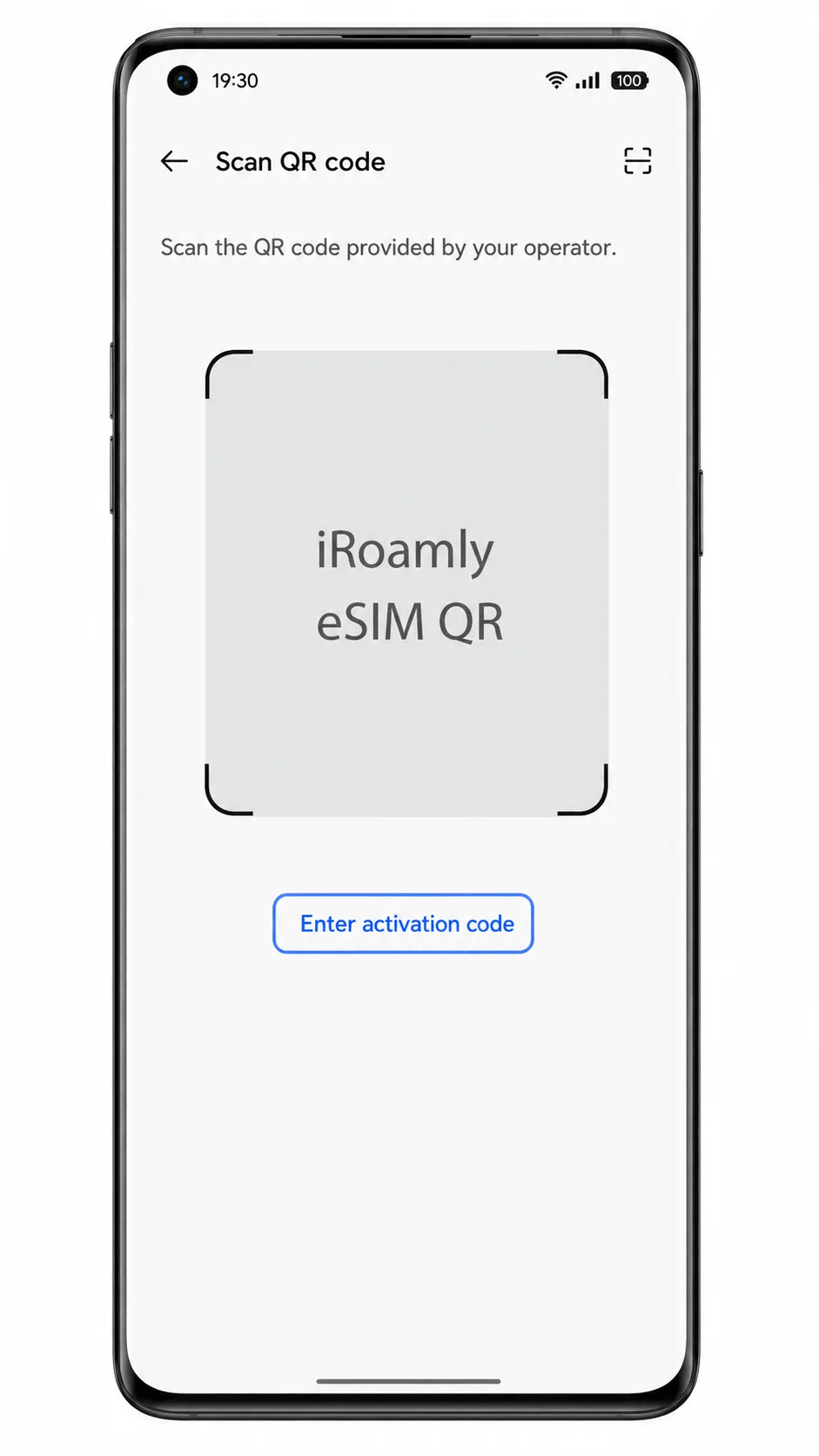 Oppo Find X5 Pro QR setup screen before choosing manual eSIM entry Oppo Find X5 Pro QR setup screen before choosing manual eSIM entry