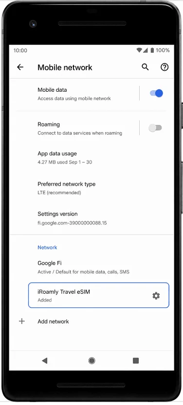 eSIM Is Installed (Pixel 2)