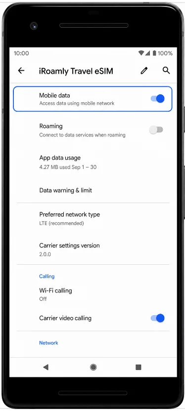 Mobile Data (Pixel 2)