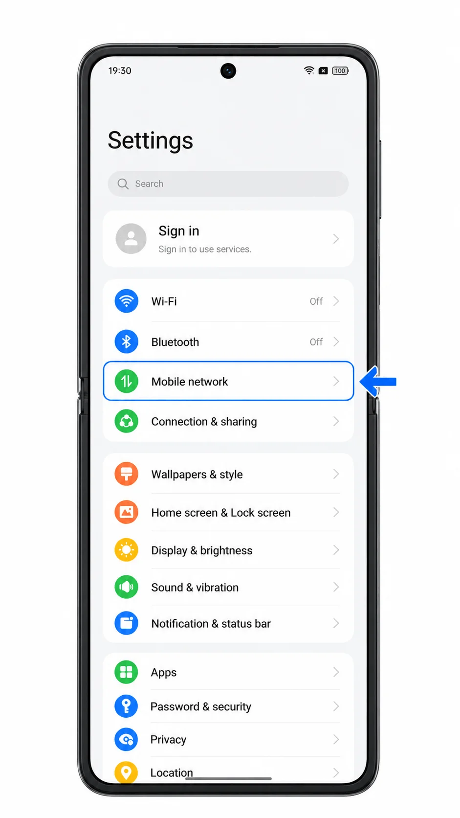 OPPO Find N3 Flip Mobile Network Settings OPPO Find N3 Flip Mobile Network Settings