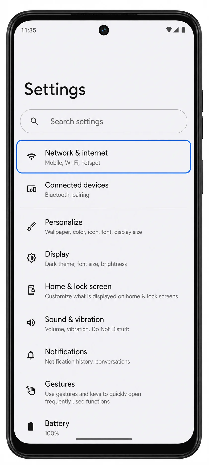 Impostazioni di Moto G Stylus 5G 2024 che mostrano Rete e internet evidenziato per la configurazione iRoamly eSIM Impostazioni di Moto G Stylus 5G 2024 che mostrano Rete e internet evidenziato per la configurazione iRoamly eSIM