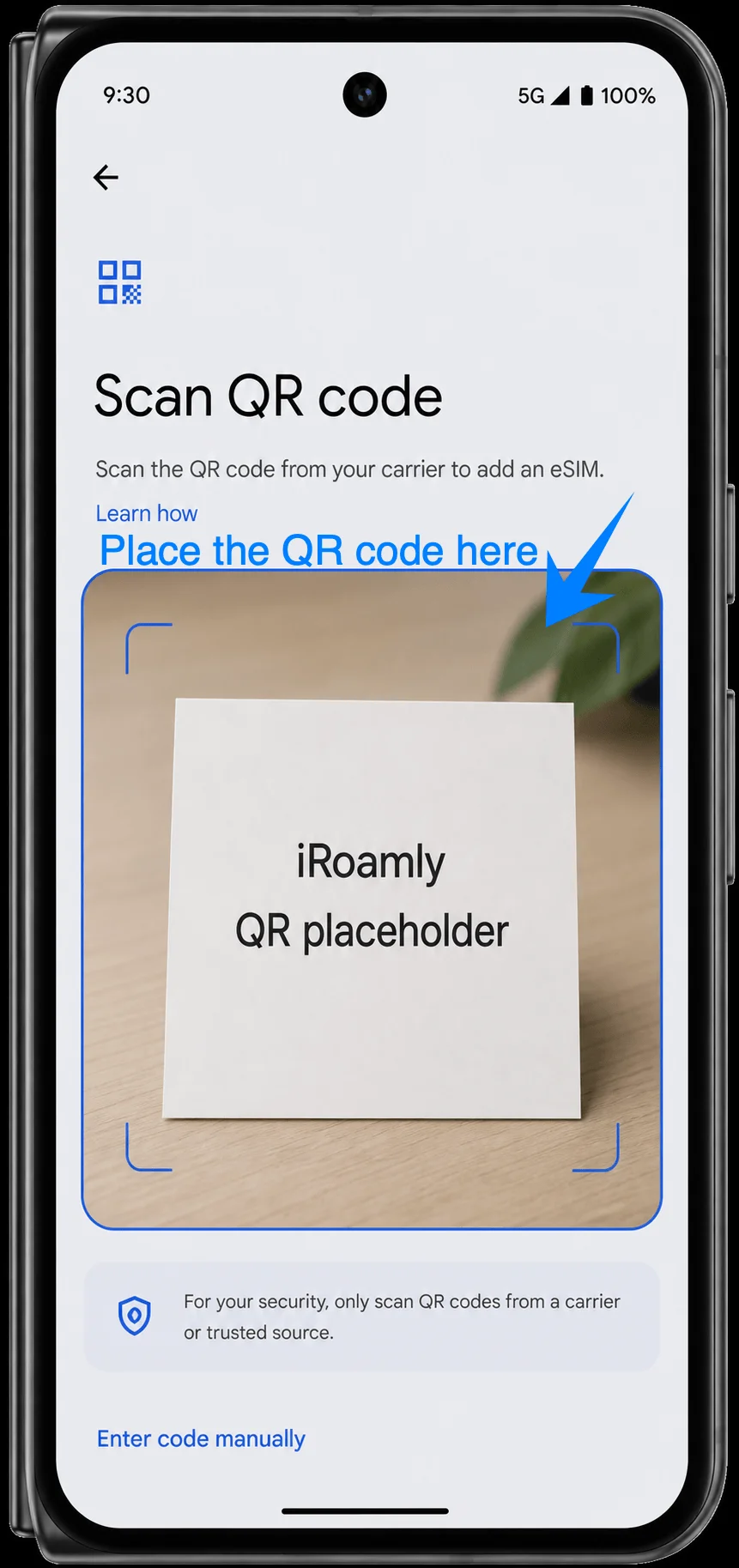 Place the QR Code Pixel 10 Pro Fold