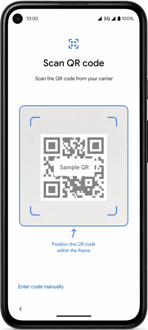 Place the QR Code 4a 5G