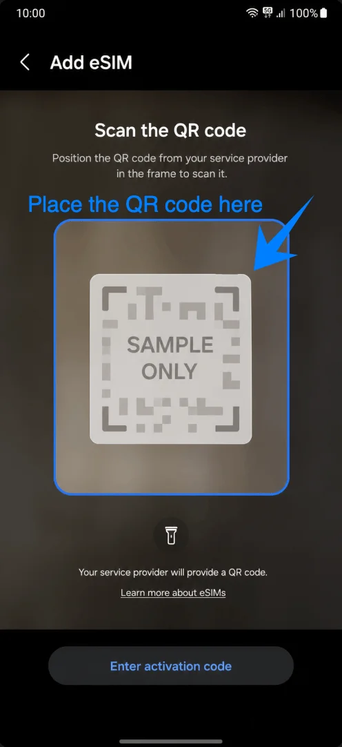 Place the QR Code A23