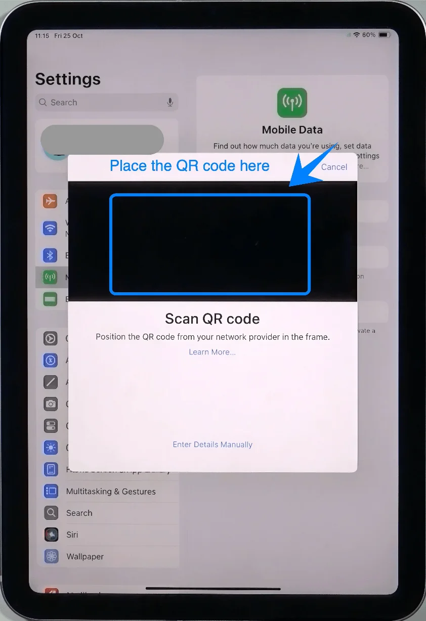 Place the QR Code iPad Mini Place the QR Code iPad Mini