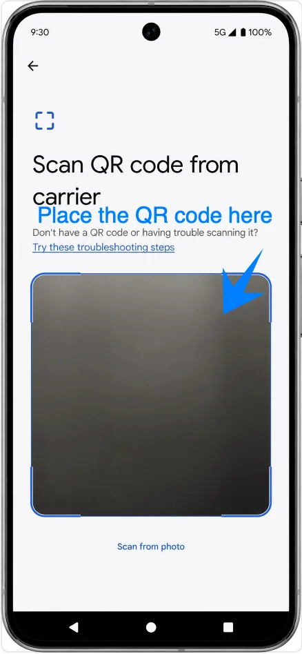 Place the QR Code Pixel 10 Pro