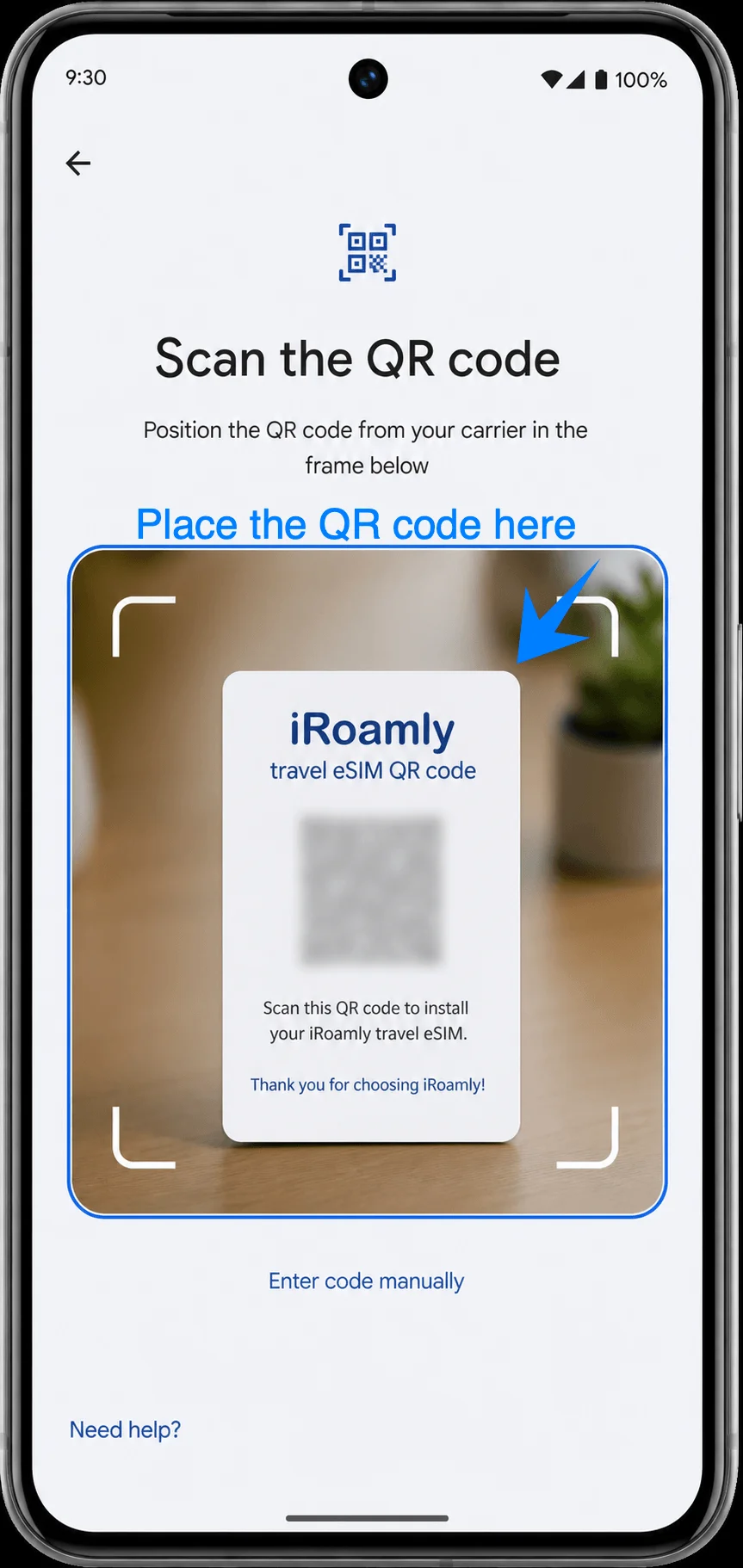 Place the QR Code Pixel 8