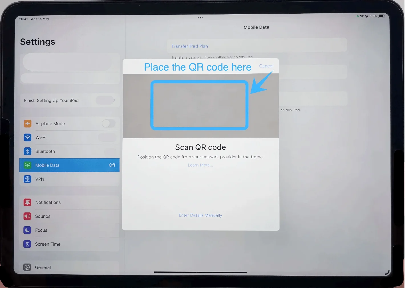 Place the QR Code Pro 12.9 Inch