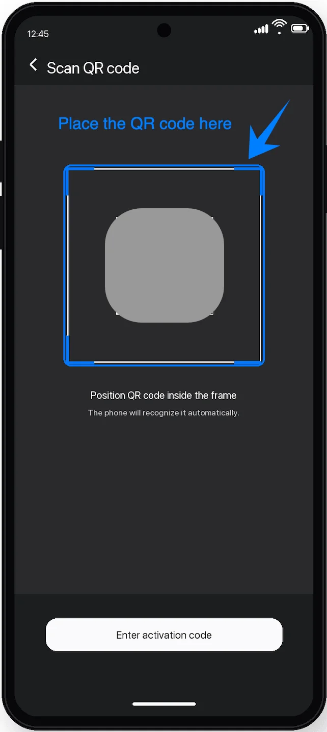 Place the QR Code S21 Ultra